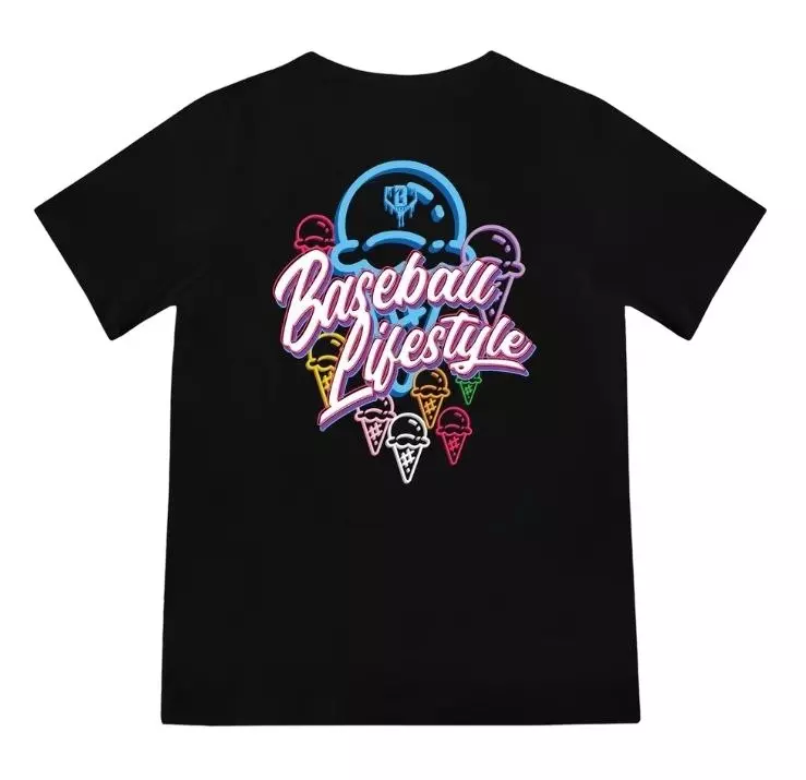 Baseball Lifestyle 101 Big Boys' Ice Cream Print Tee - Black/Neon